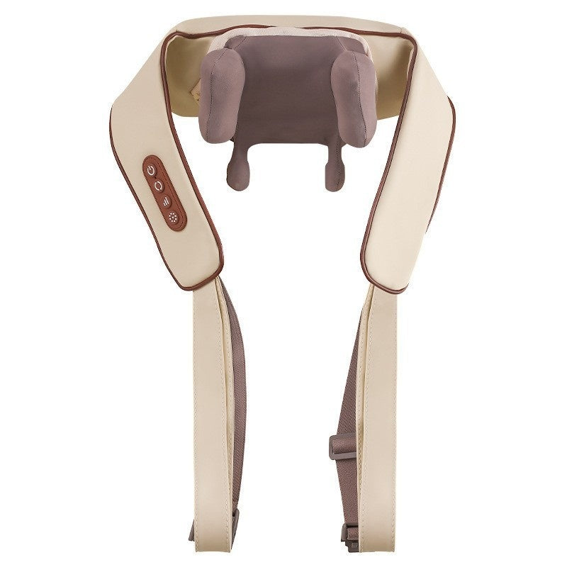 Rechargeable PU leather shoulder and neck massager with timing control and mechanical operations