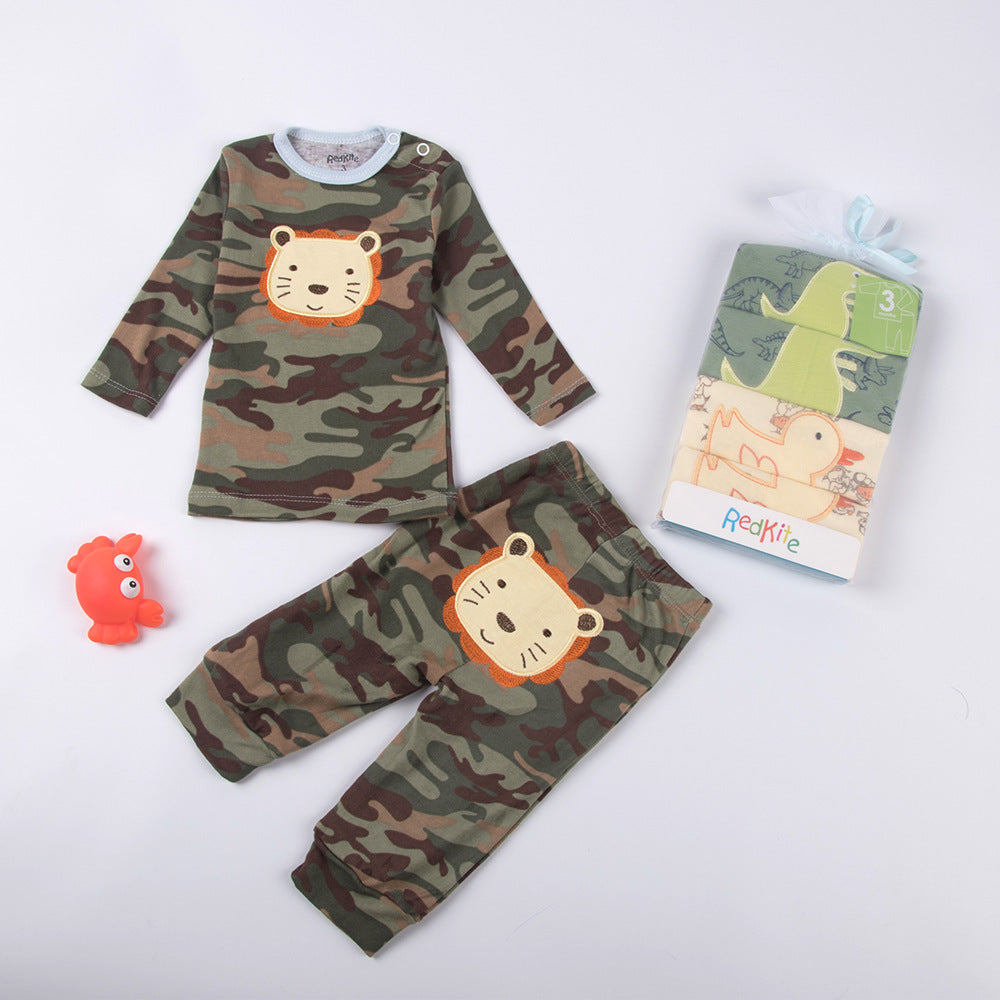 Baby Shoulder Button Long-sleeved T-shirt + Trousers 2 Sets