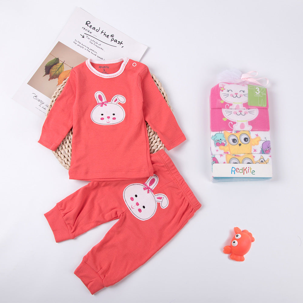 Baby Shoulder Button Long-sleeved T-shirt + Trousers 2 Sets