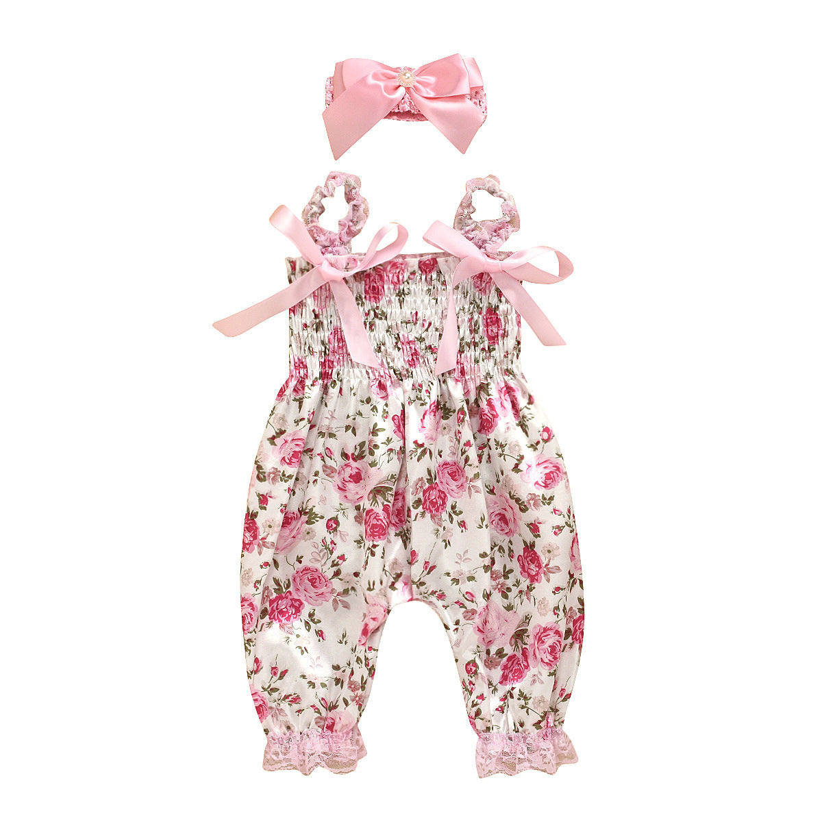 Trousers Printed Romper With Bow Headband