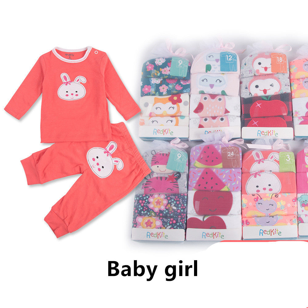 Baby Shoulder Button Long-sleeved T-shirt + Trousers 2 Sets