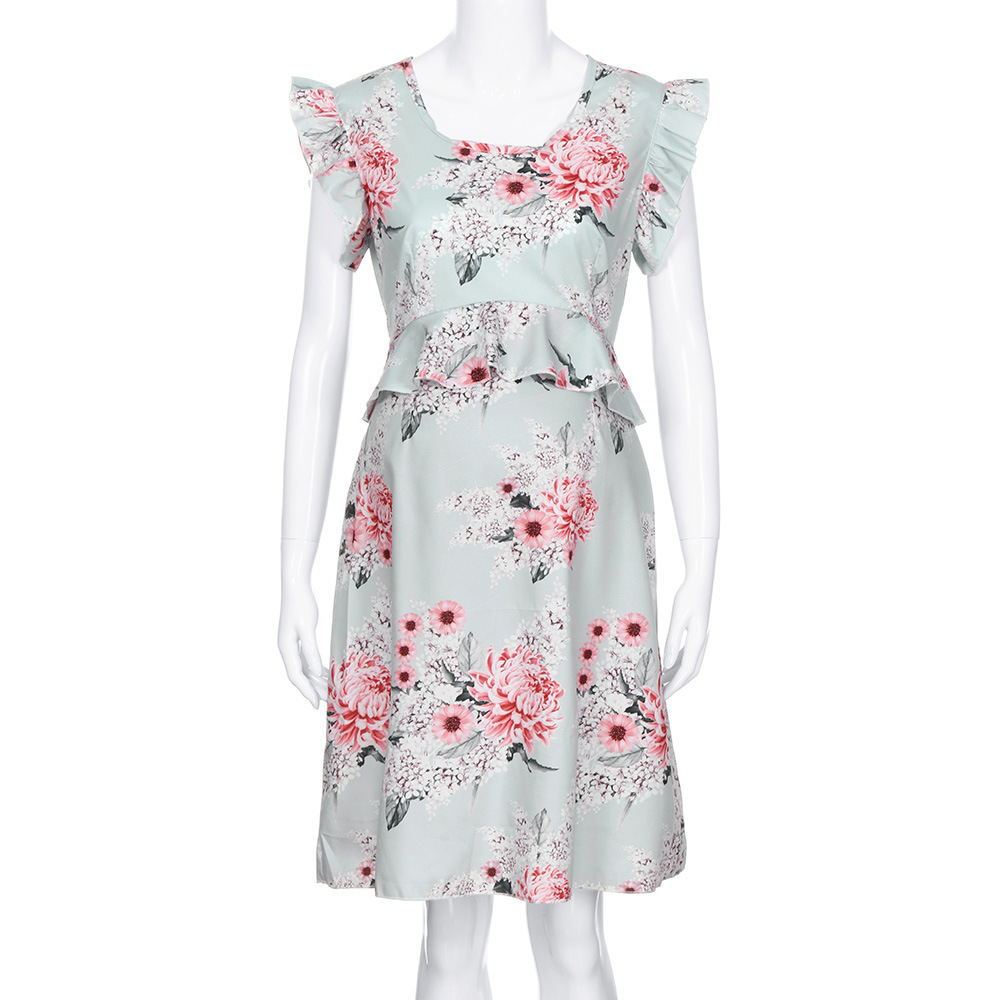 Women Sleeveless Maternity Dress Casual Flower Print