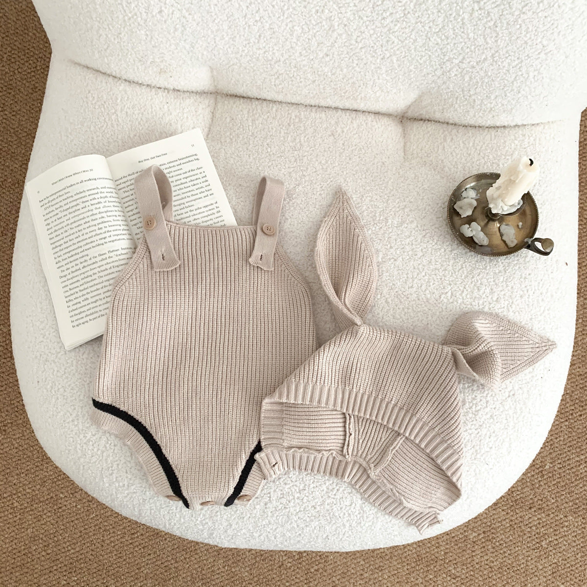 Autumn And Winter Boys And Girls Knitted Suspender Jumpsuit Rabbit Shape