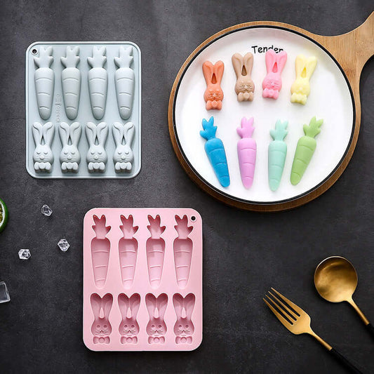 8-piece Carrot Rabbit Shape Silicone Baking Mold