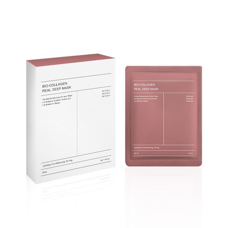 Bio-Collagen Real Deep Mask for Wrinkle Reduction, Hydration, Firming, and Skin Elasticity in Moisturizing Pack and Box