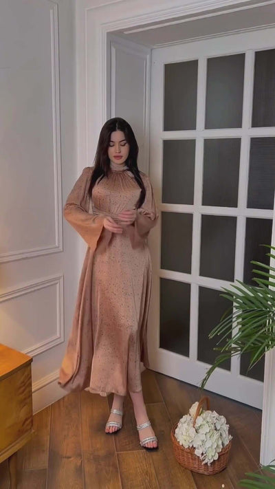 Women's Satin Printed Shu Feng Dress