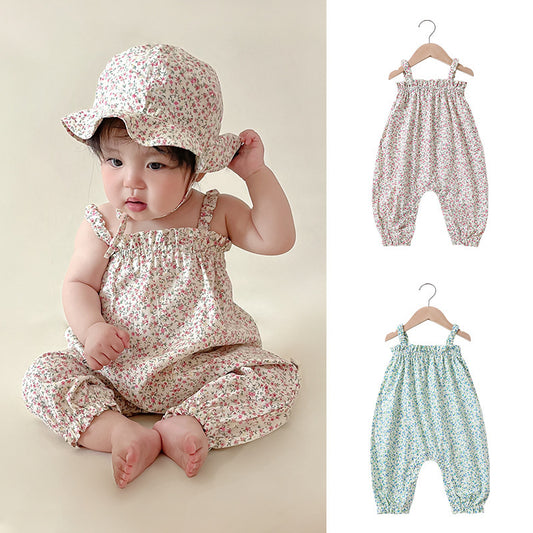 Baby Girl Flower Strap Floral Romper